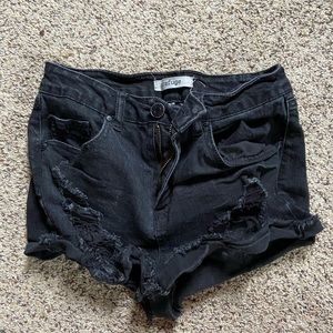 Black high waisted jean shorts size 0